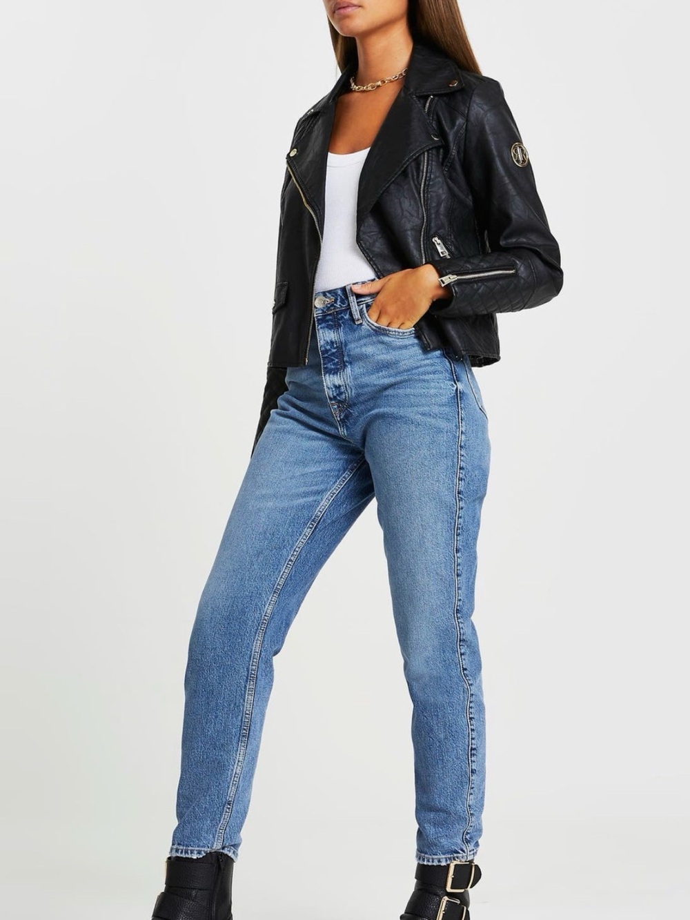 River Island Black Faux Leather Moto Jacket